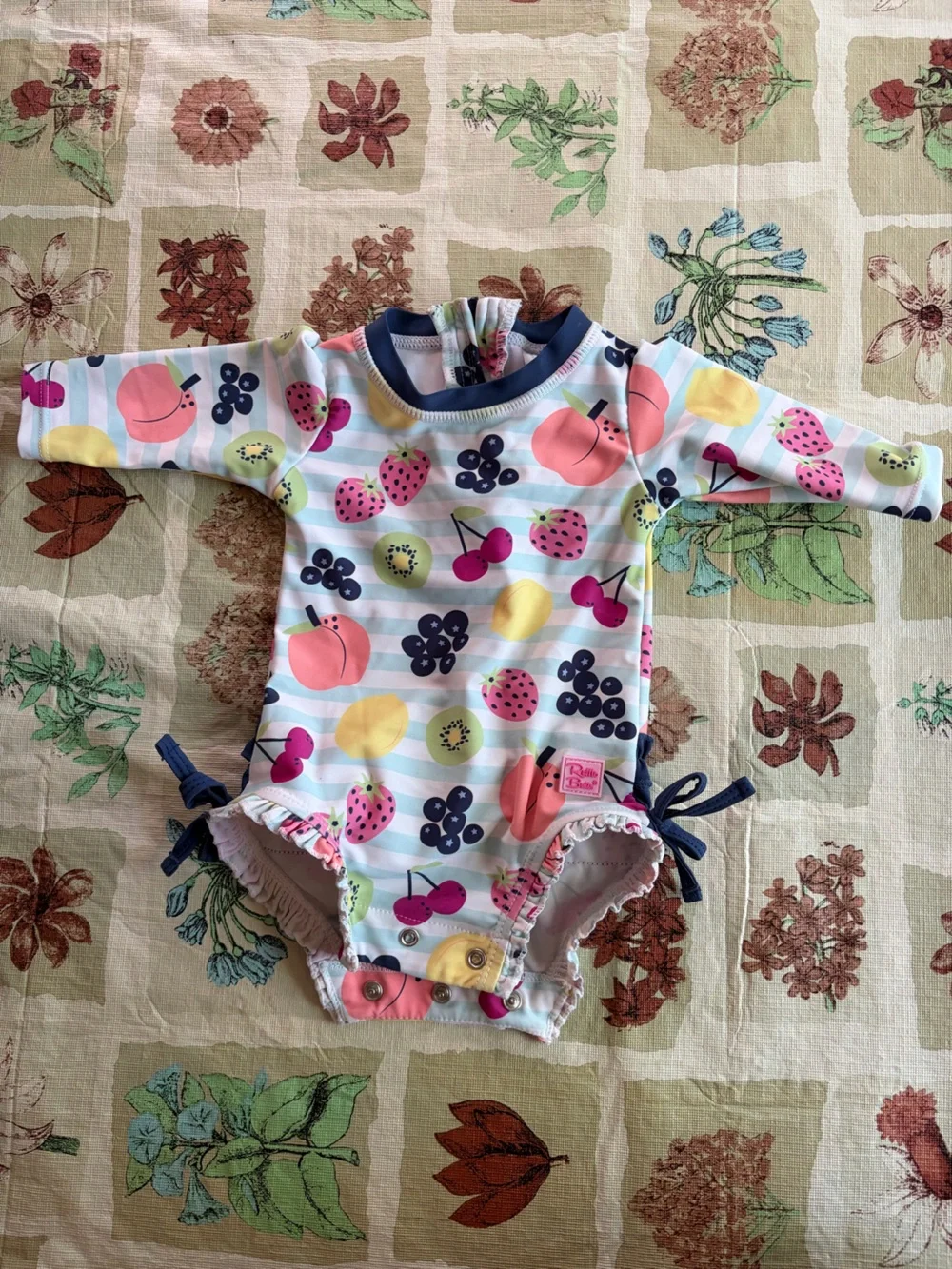 Ruffle Butts Fruit Print Long Sleeve Baby Rash Guard